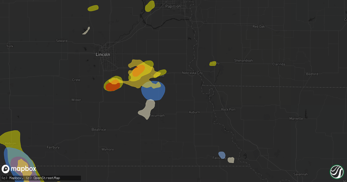 Hail map in Talmage, NE on July 3, 2026