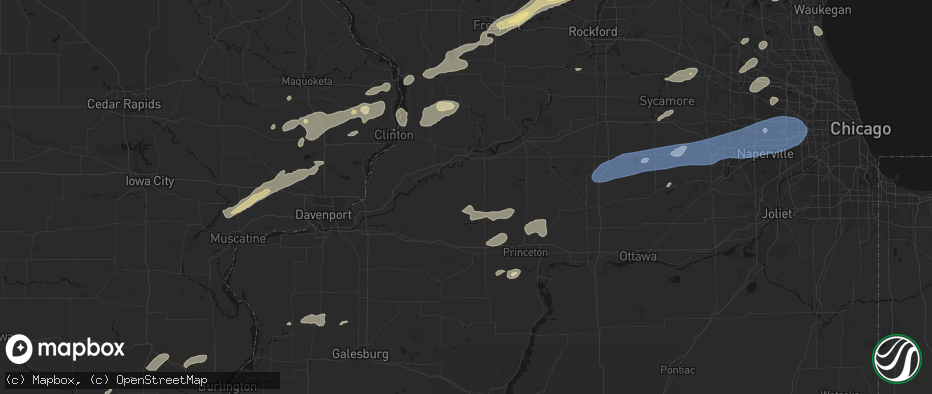 Hail map in Tampico, IL on July 3, 2026