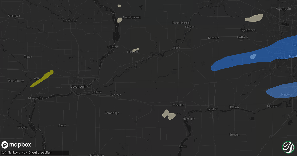 Hail map in Tampico, IL on July 3, 2026