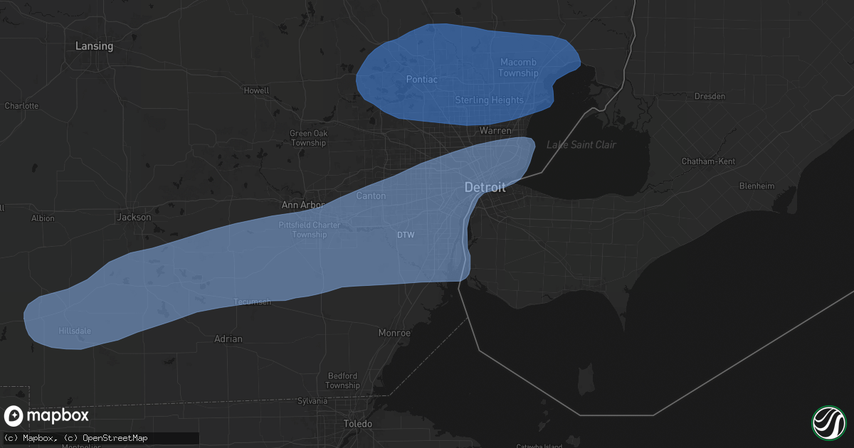 Hail map in Taylor, MI on July 3, 2026