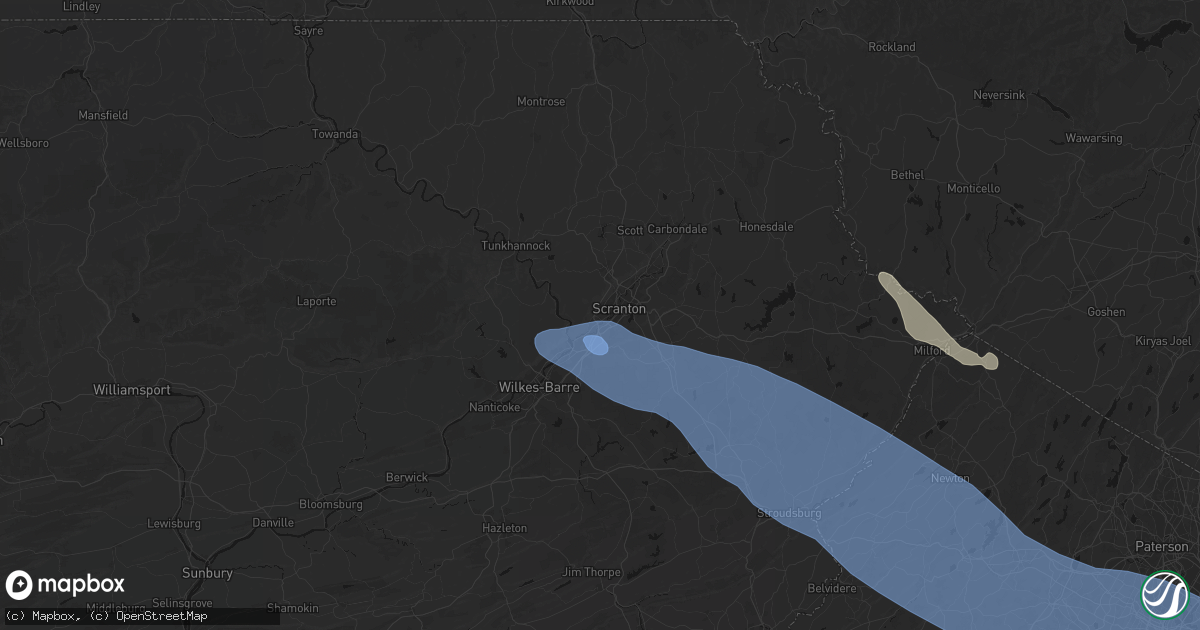Hail map in Taylor, PA on July 3, 2026
