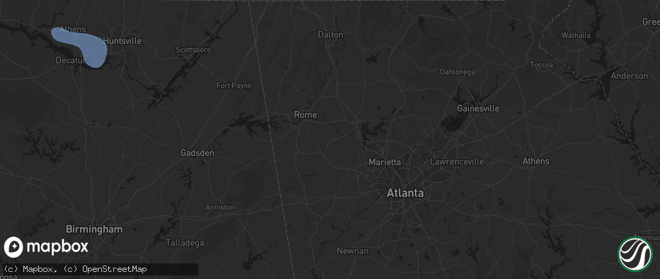 Hail map in Taylorsville, GA on July 3, 2026