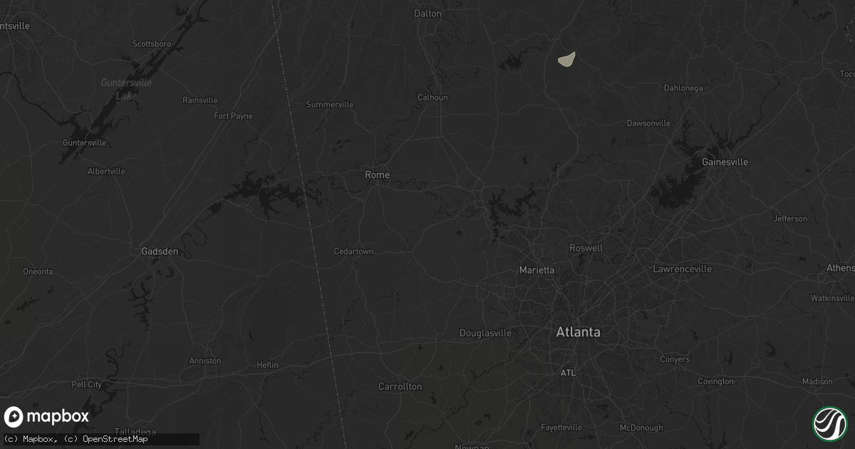 Hail map in Taylorsville, GA on July 3, 2026