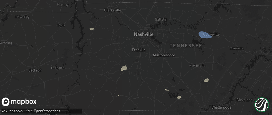 Hail map in Thompsons Station, TN on July 3, 2026