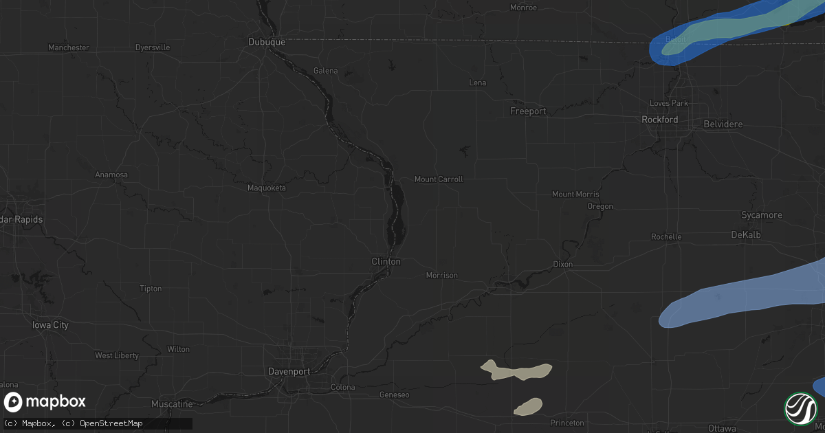Hail map in Thomson, IL on July 3, 2026