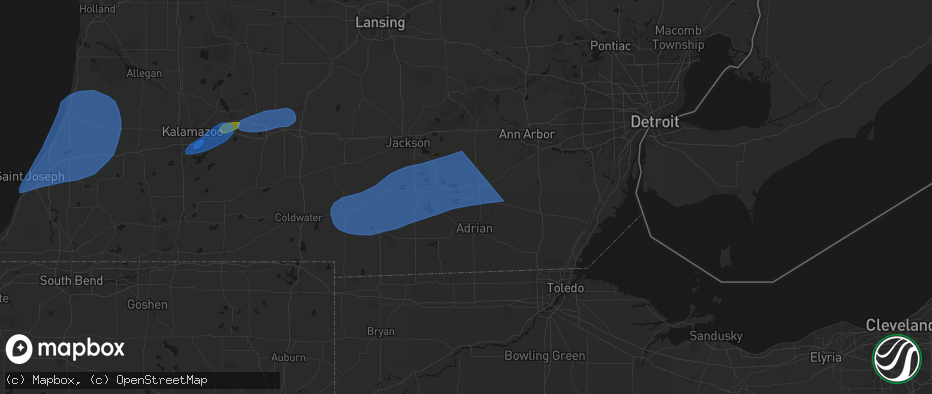 Hail map in Tipton, MI on July 3, 2026
