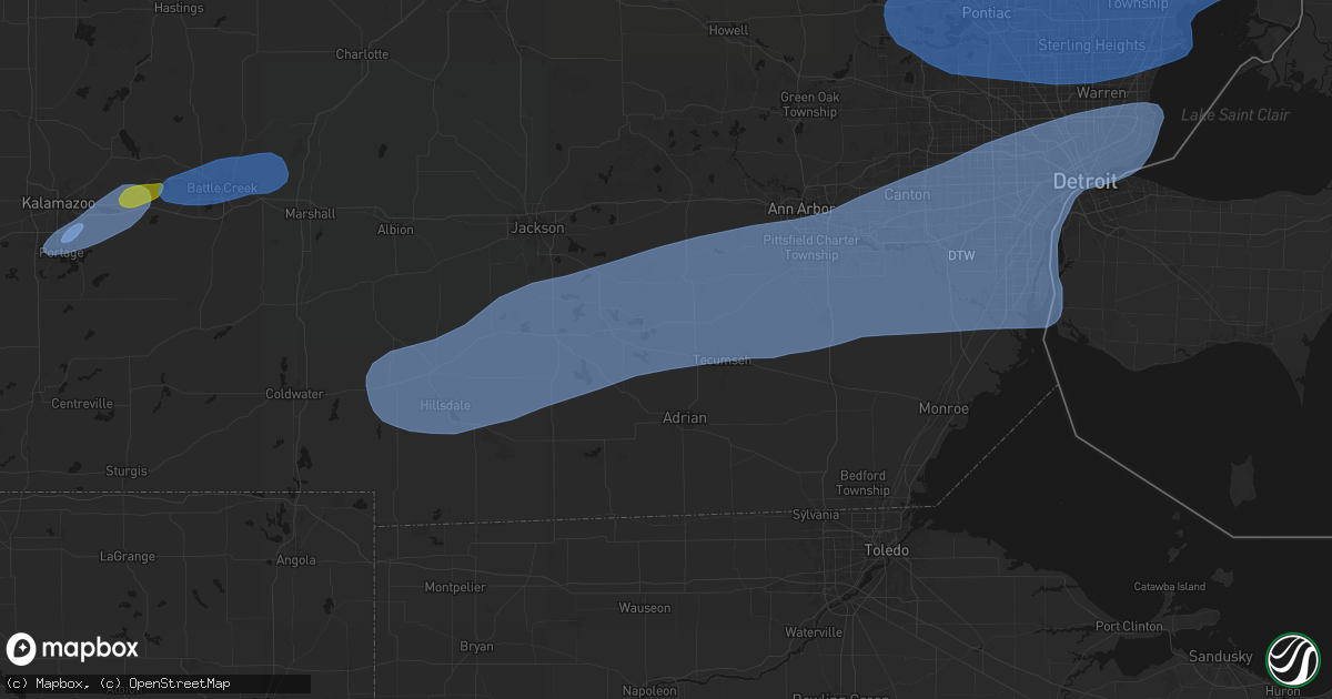 Hail map in Tipton, MI on July 3, 2026