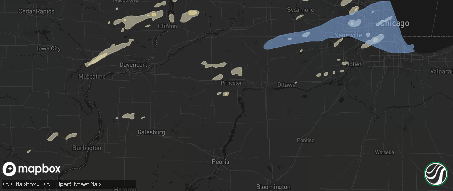 Hail map in Tiskilwa, IL on July 3, 2026