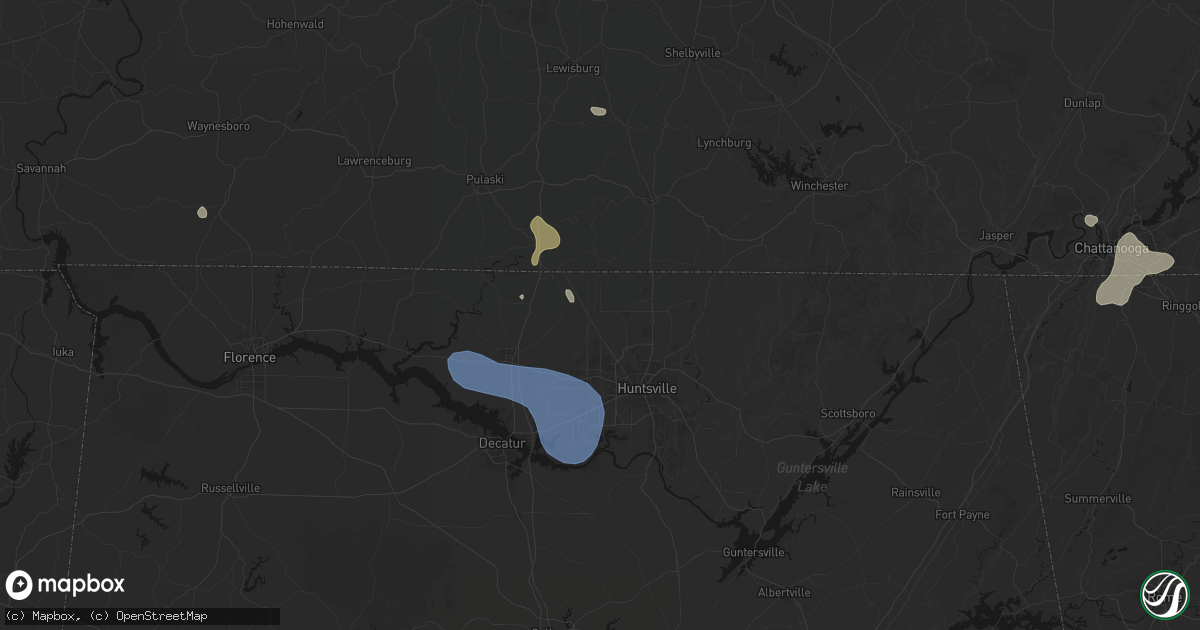 Hail map in Toney, AL on July 3, 2026