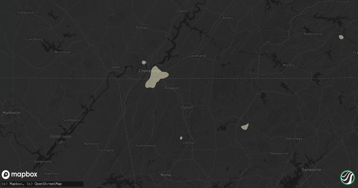 Hail map in Tunnel Hill, GA on July 3, 2026
