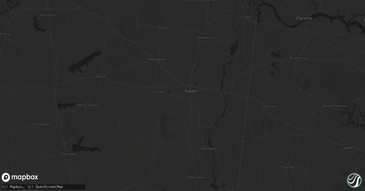 Hail map in Tupelo, MS on July 3, 2026
