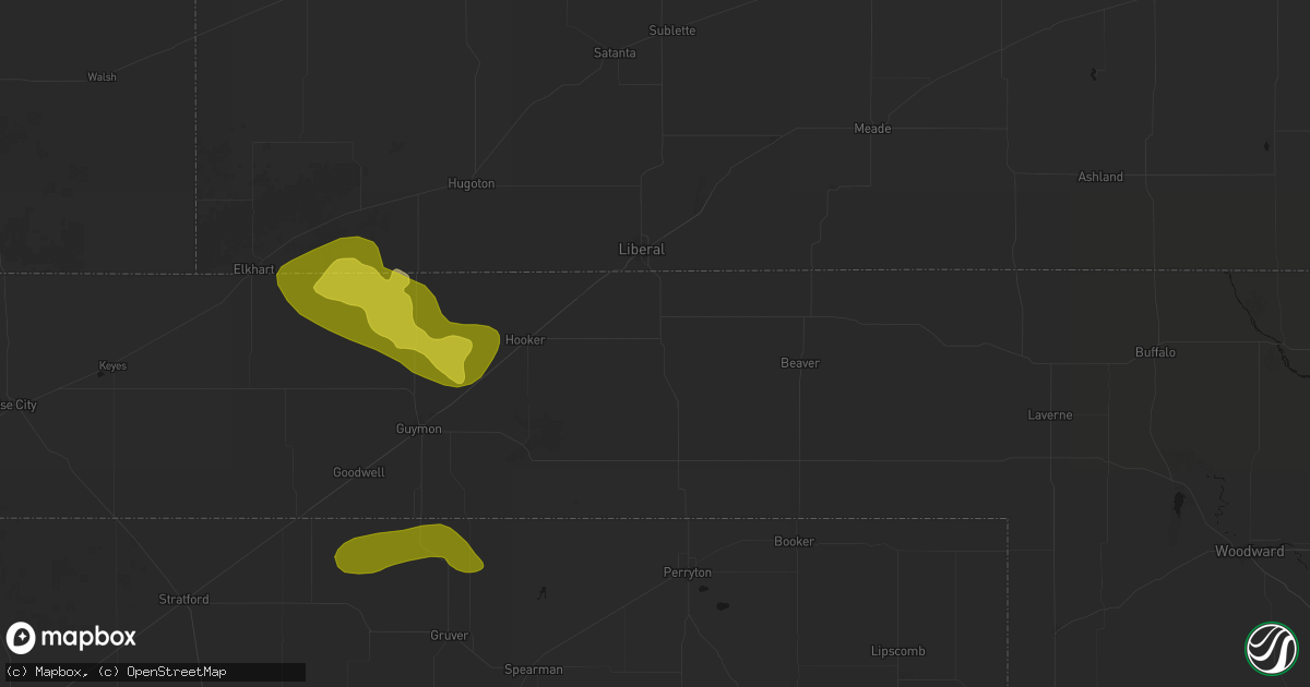 Hail map in Turpin, OK on July 3, 2026