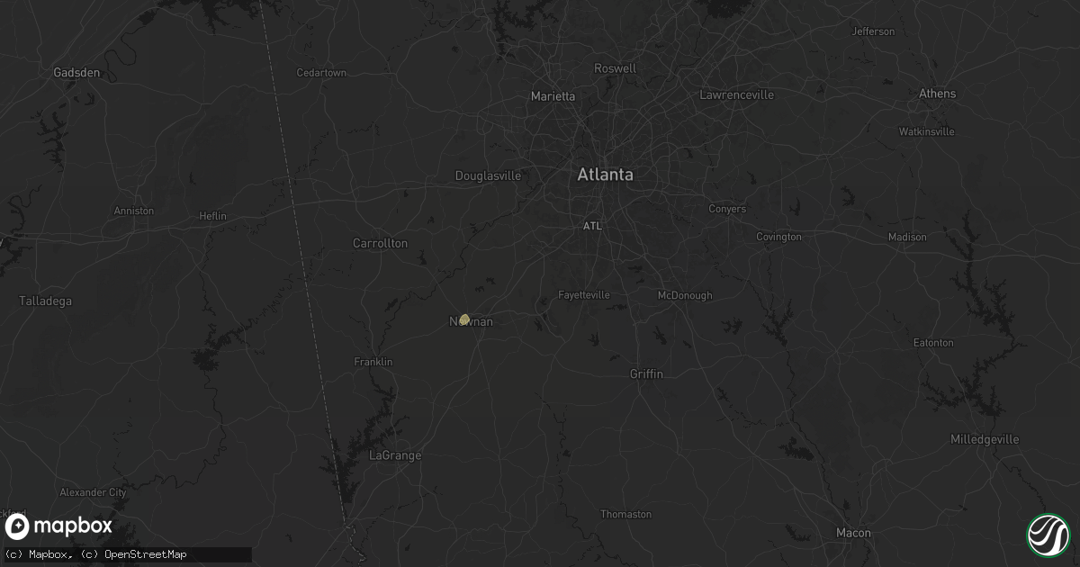 Hail map in Tyrone, GA on July 3, 2026