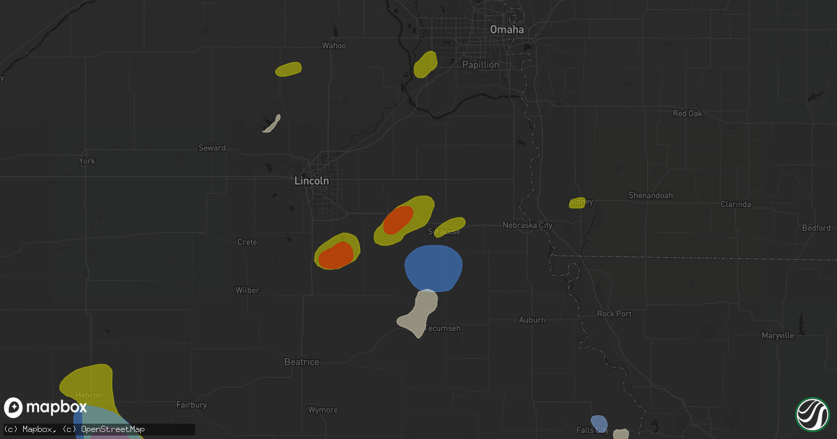 Hail map in Unadilla, NE on July 3, 2026