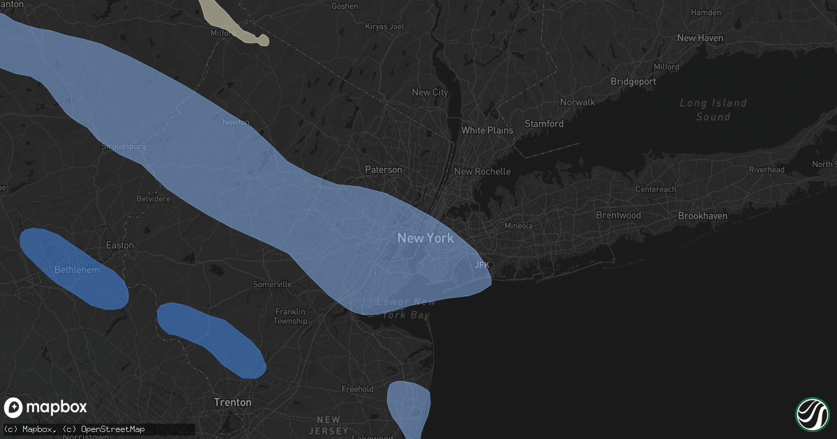 Hail map in Union City, NJ on July 3, 2026