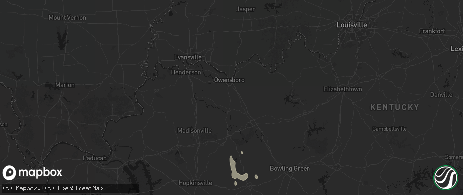 Hail map in Utica, KY on July 3, 2026