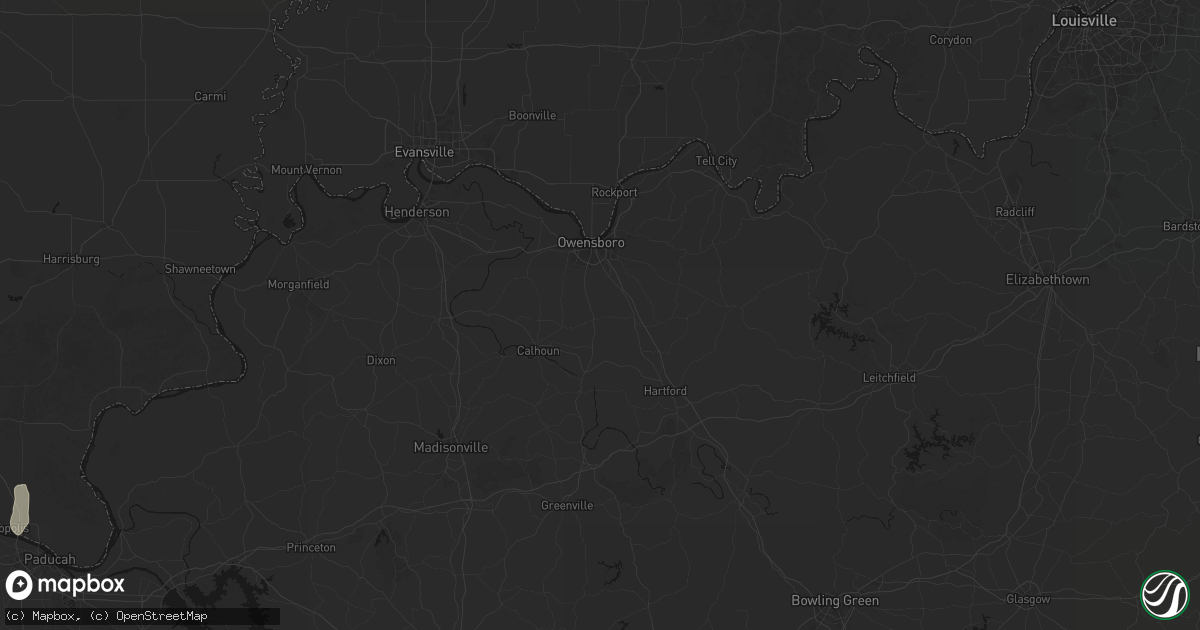 Hail map in Utica, KY on July 3, 2026