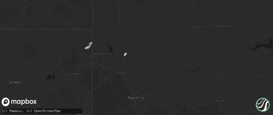Hail map in Vale, SD on July 3, 2026