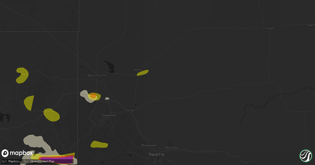 Hail map in Vale, SD on July 3, 2026