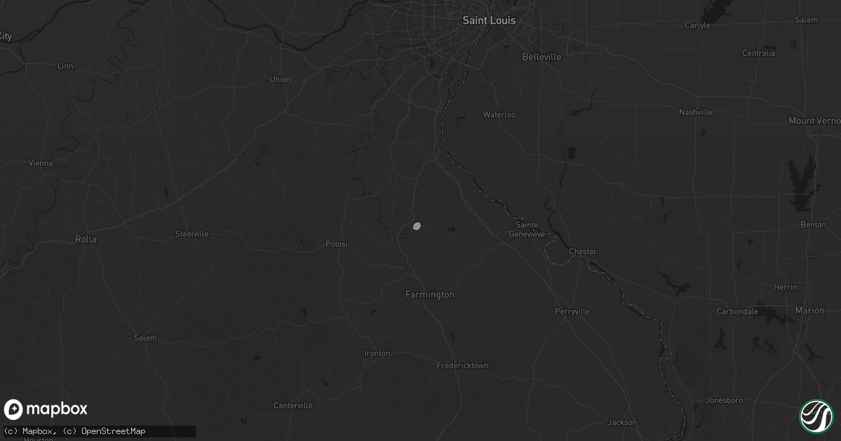Hail map in Valles Mines, MO on July 3, 2026