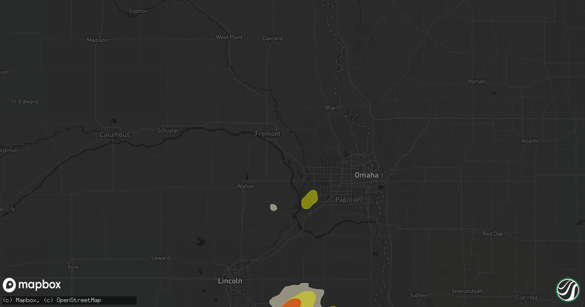 Hail map in Valley, NE on July 3, 2026