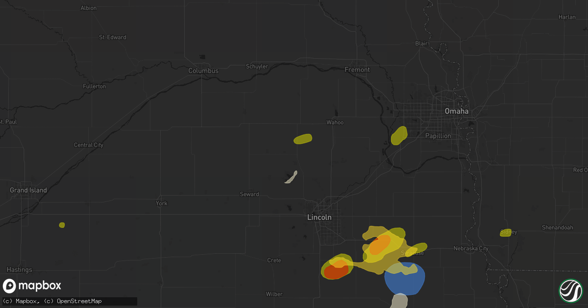 Hail map in Valparaiso, NE on July 3, 2026