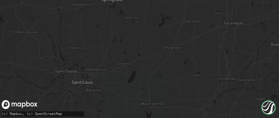 Hail map in Vandalia, IL on July 3, 2026