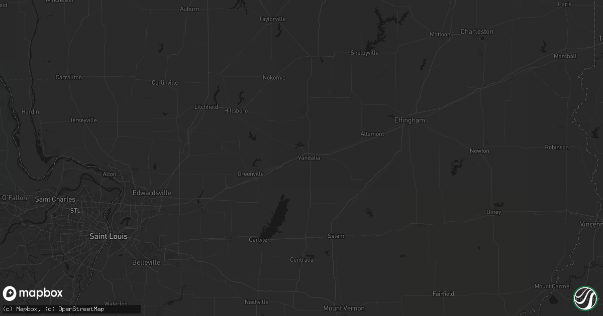 Hail map in Vandalia, IL on July 3, 2026