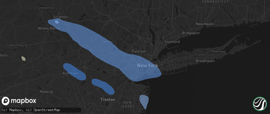 Hail map in Verona, NJ on July 3, 2026