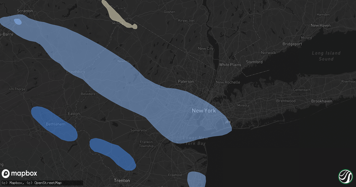 Hail map in Verona, NJ on July 3, 2026