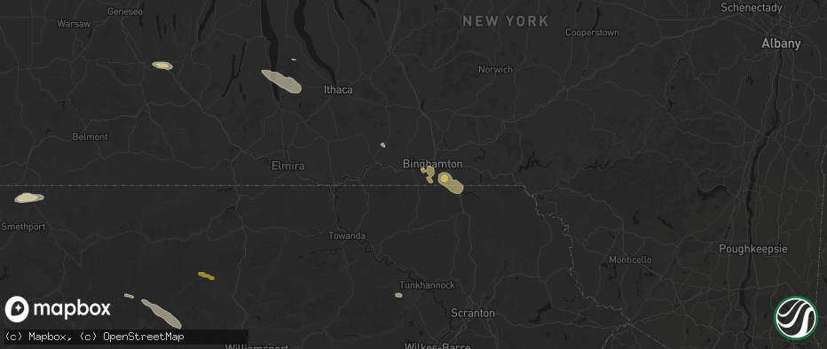 Hail map in Vestal, NY on July 3, 2026