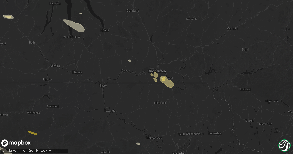 Hail map in Vestal, NY on July 3, 2026