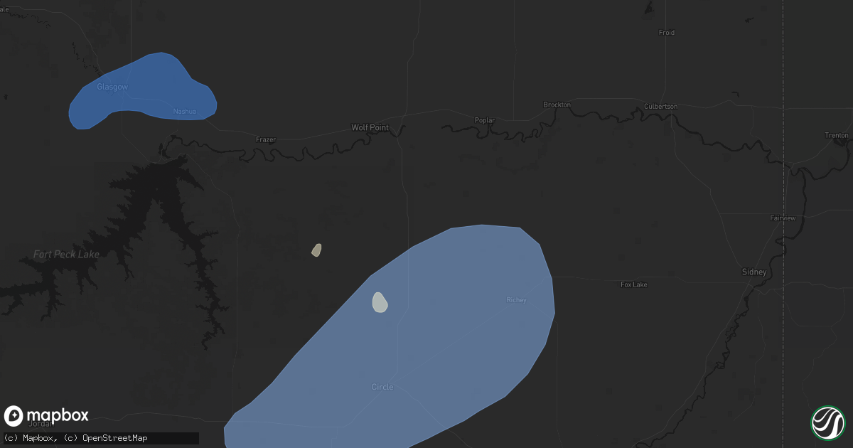Hail map in Vida, MT on July 3, 2026
