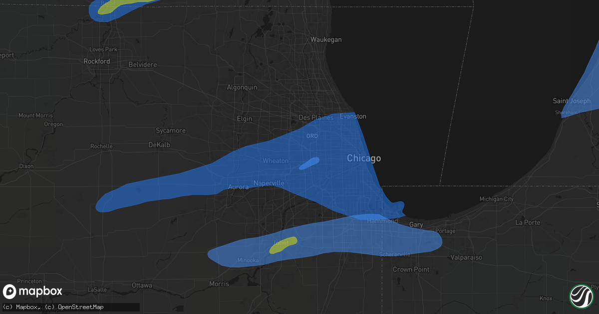 Hail map in Villa Park, IL on July 3, 2026