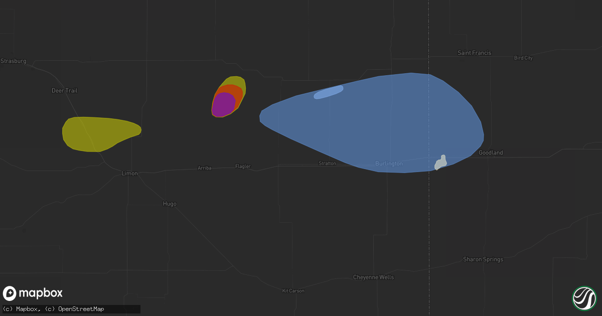Hail map in Vona, CO on July 3, 2026