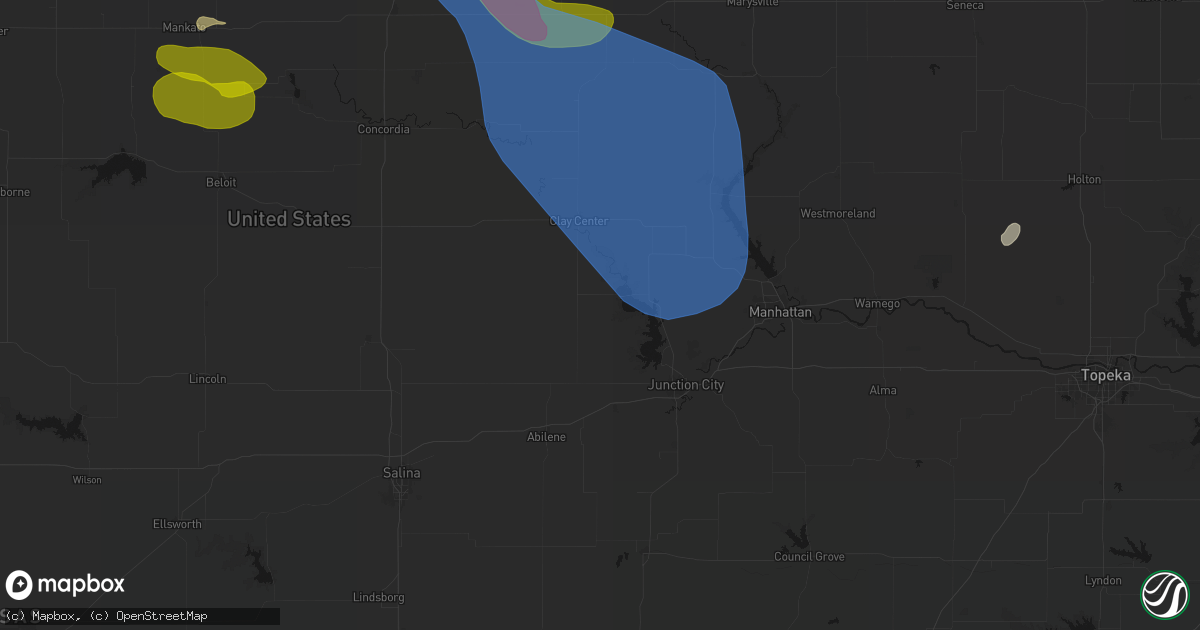 Hail map in Wakefield, KS on July 3, 2026