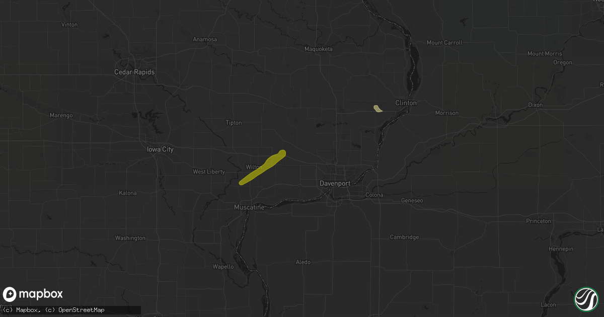 Hail map in Walcott, IA on July 3, 2026