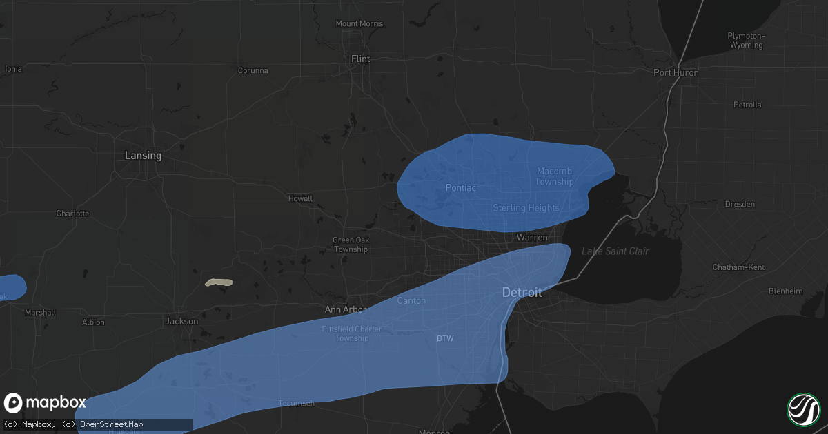 Hail map in Walled Lake, MI on July 3, 2026