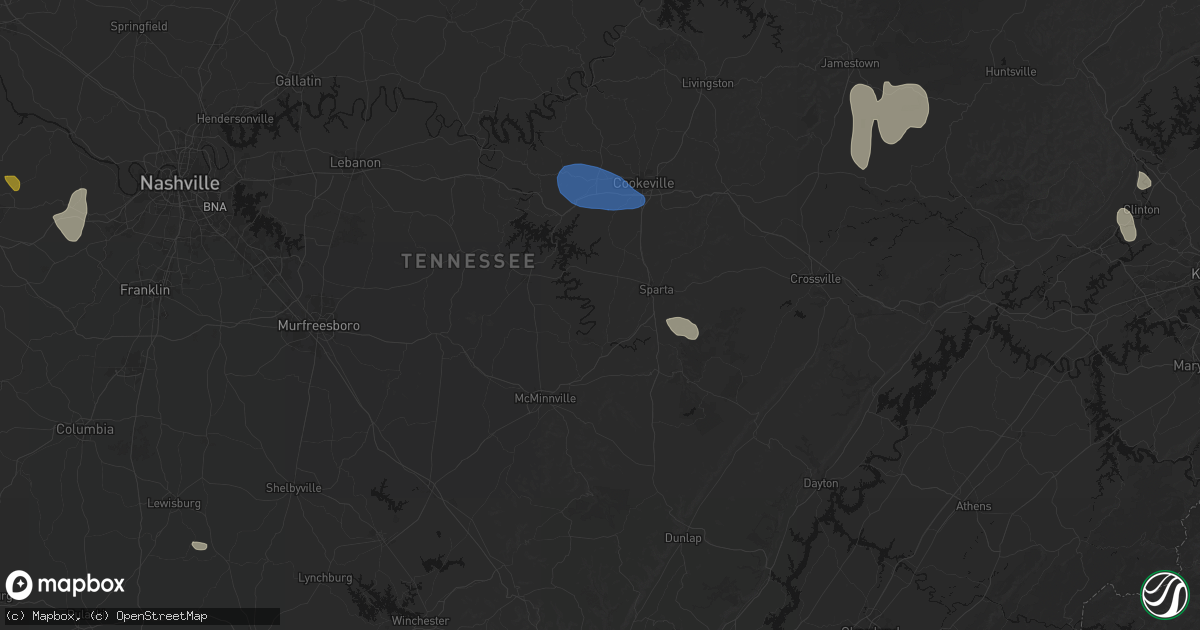 Hail map in Walling, TN on July 3, 2026