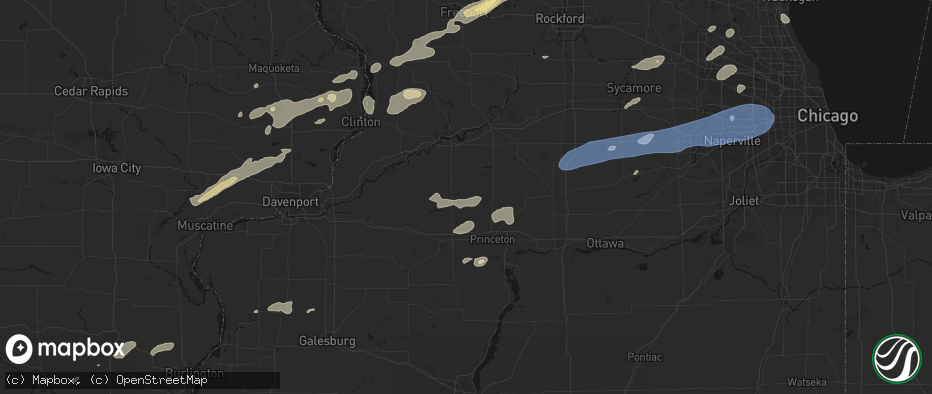 Hail map in Walnut, IL on July 3, 2026