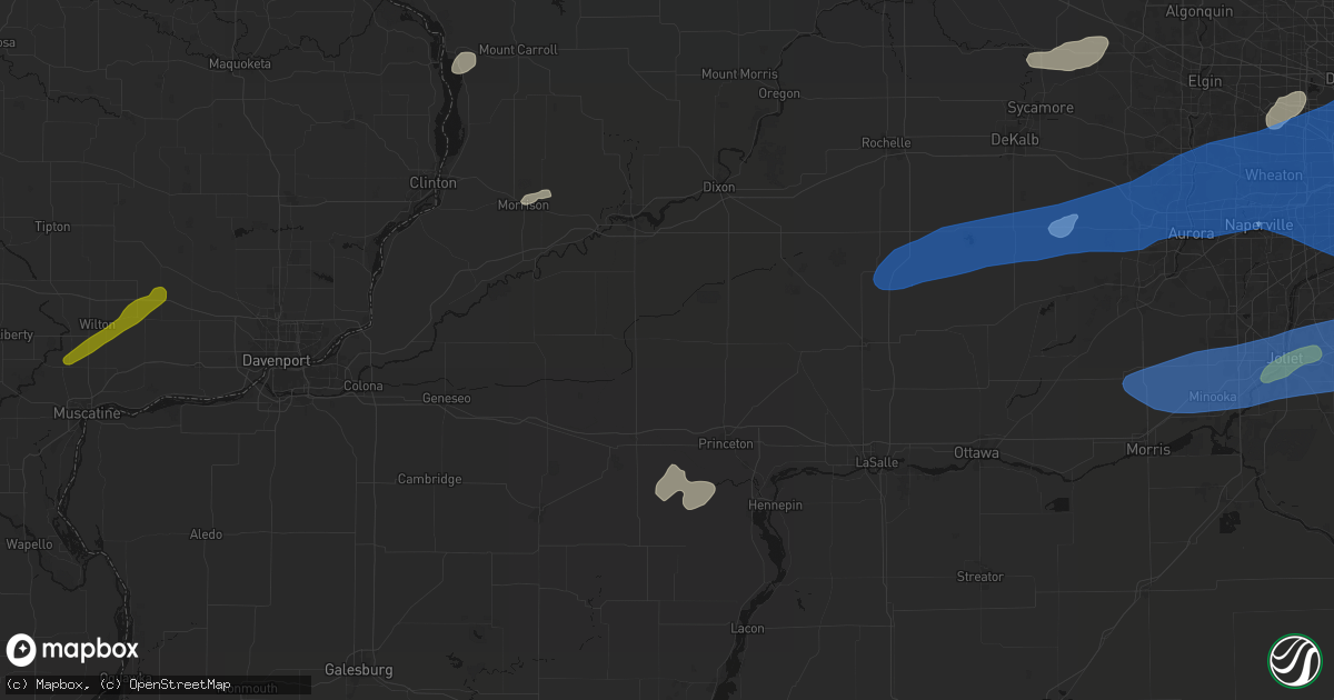 Hail map in Walnut, IL on July 3, 2026