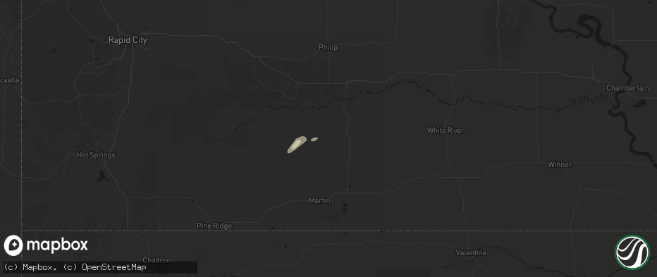 Hail map in Wanblee, SD on July 3, 2026