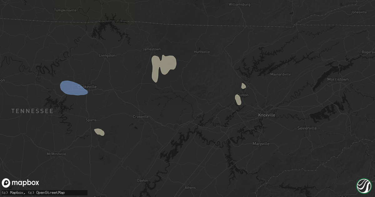 Hail map in Wartburg, TN on July 3, 2026