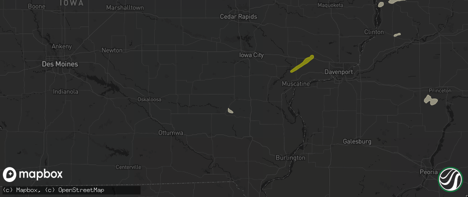Hail map in Washington, IA on July 3, 2026