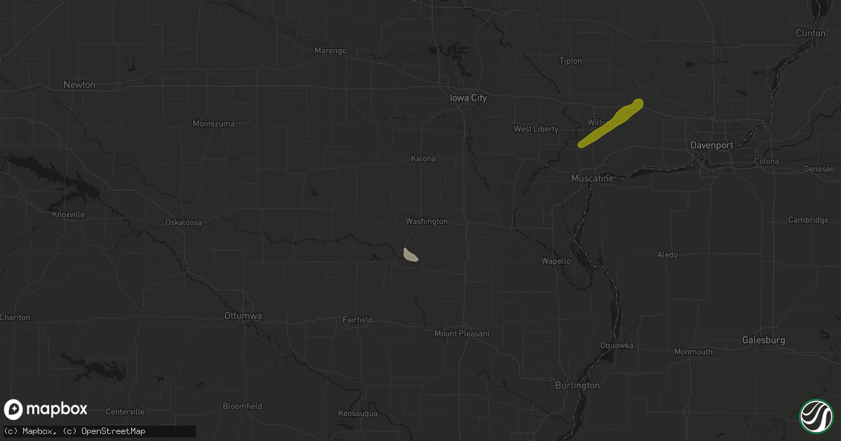 Hail map in Washington, IA on July 3, 2026