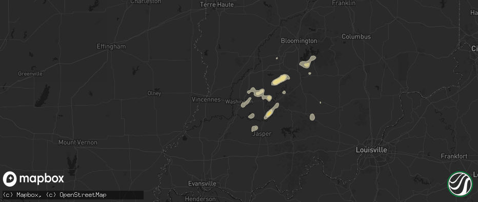 Hail map in Washington, IN on July 3, 2026