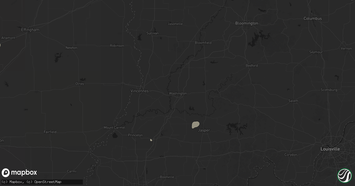 Hail map in Washington, IN on July 3, 2026