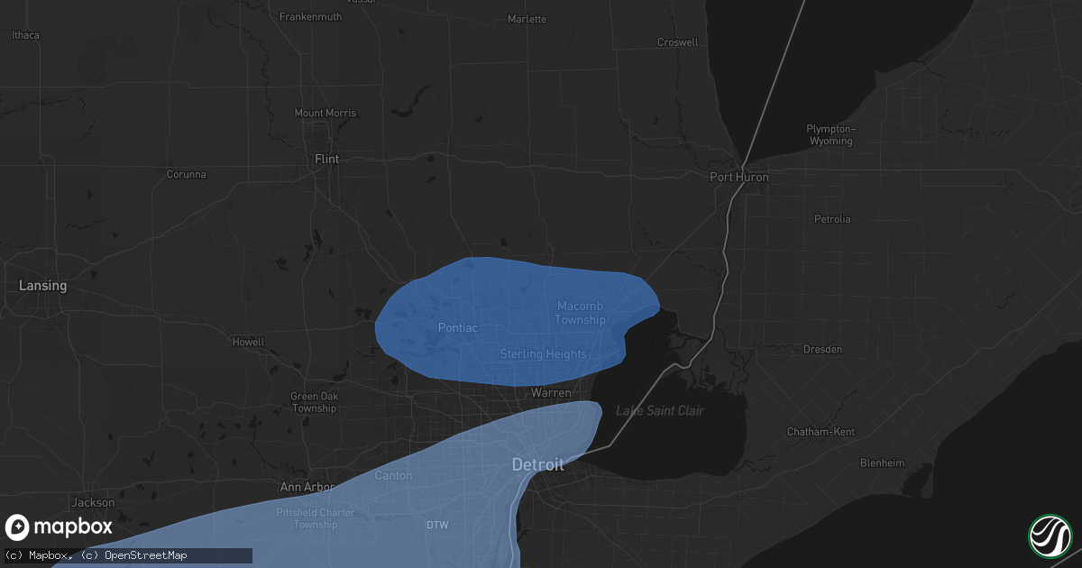 Hail map in Washington, MI on July 3, 2026