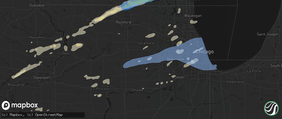 Hail map in Waterman, IL on July 3, 2026