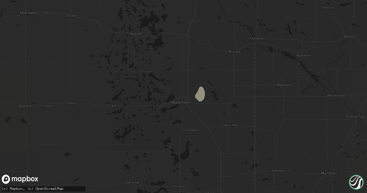 Hail map in Watertown, SD on July 3, 2026